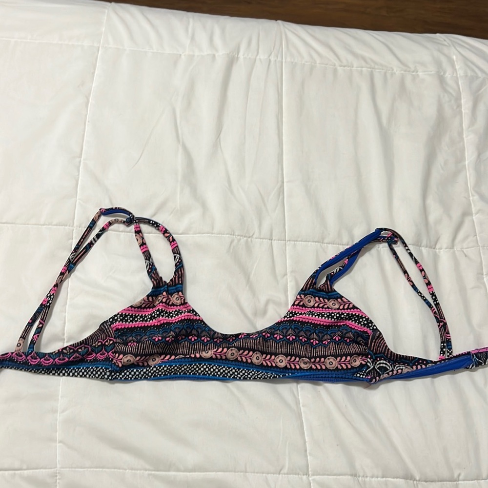Pink and blue bathing suit top in small